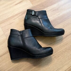 Clarks Black Wedge Ankle Boots